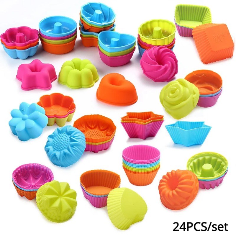 Donut Mold Silicone - 24 moules à muffins en silicone,